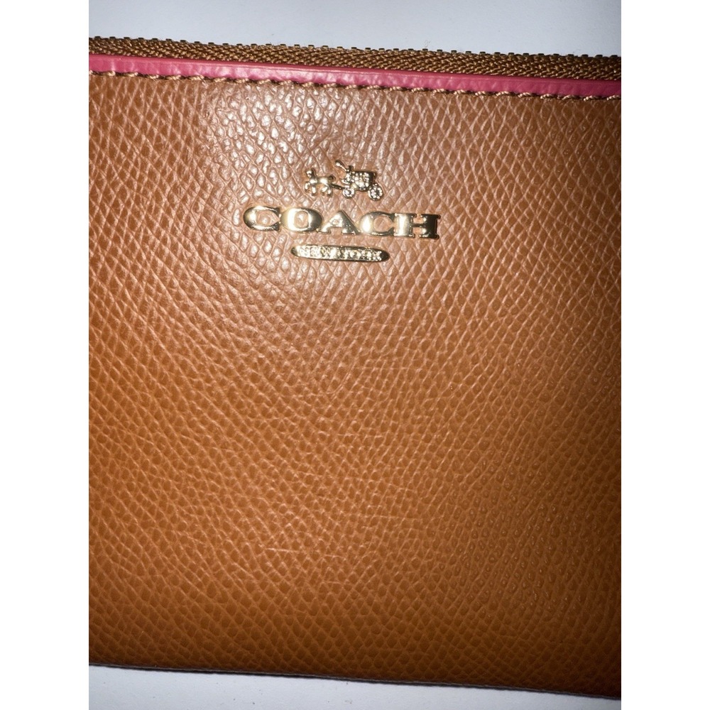 Coach Brown Pebbled Leather‎ Double Zipper Closure Wristlet - Wallet T - Picture 2 of 13